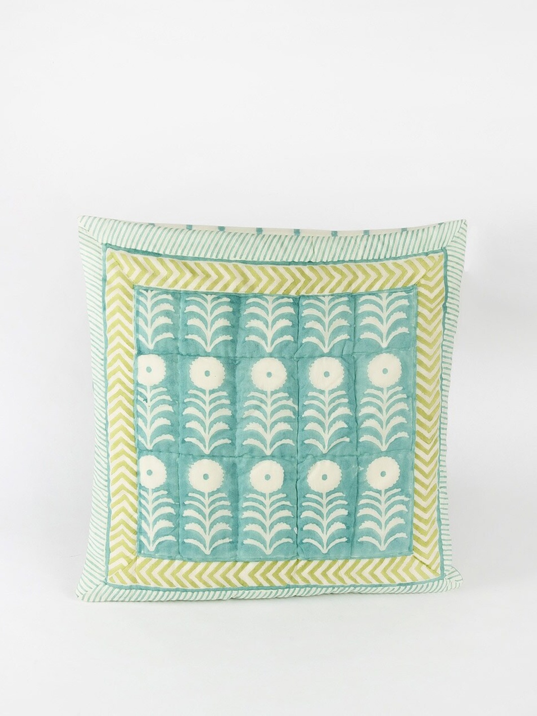 

Fabindia Anaisha Sea Green & White Floral Cotton Rectangle Cushion Cover