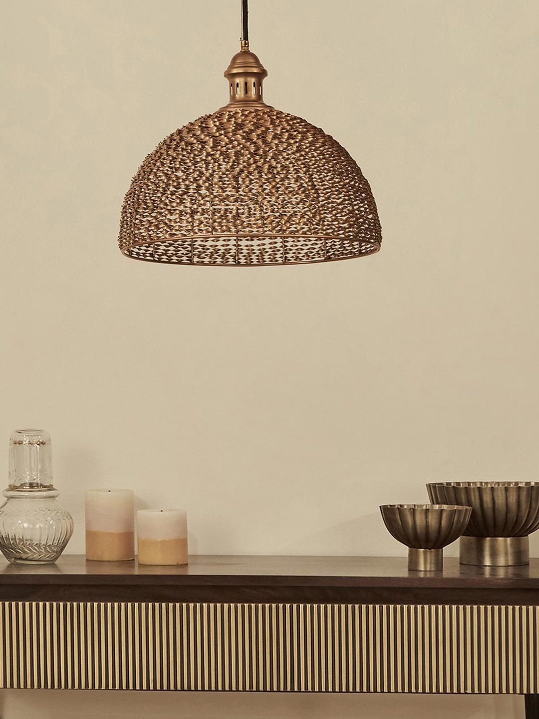 

Fabindia Suvarn Textured Twisted Wire Pendant Ceiling Lamp, Beige