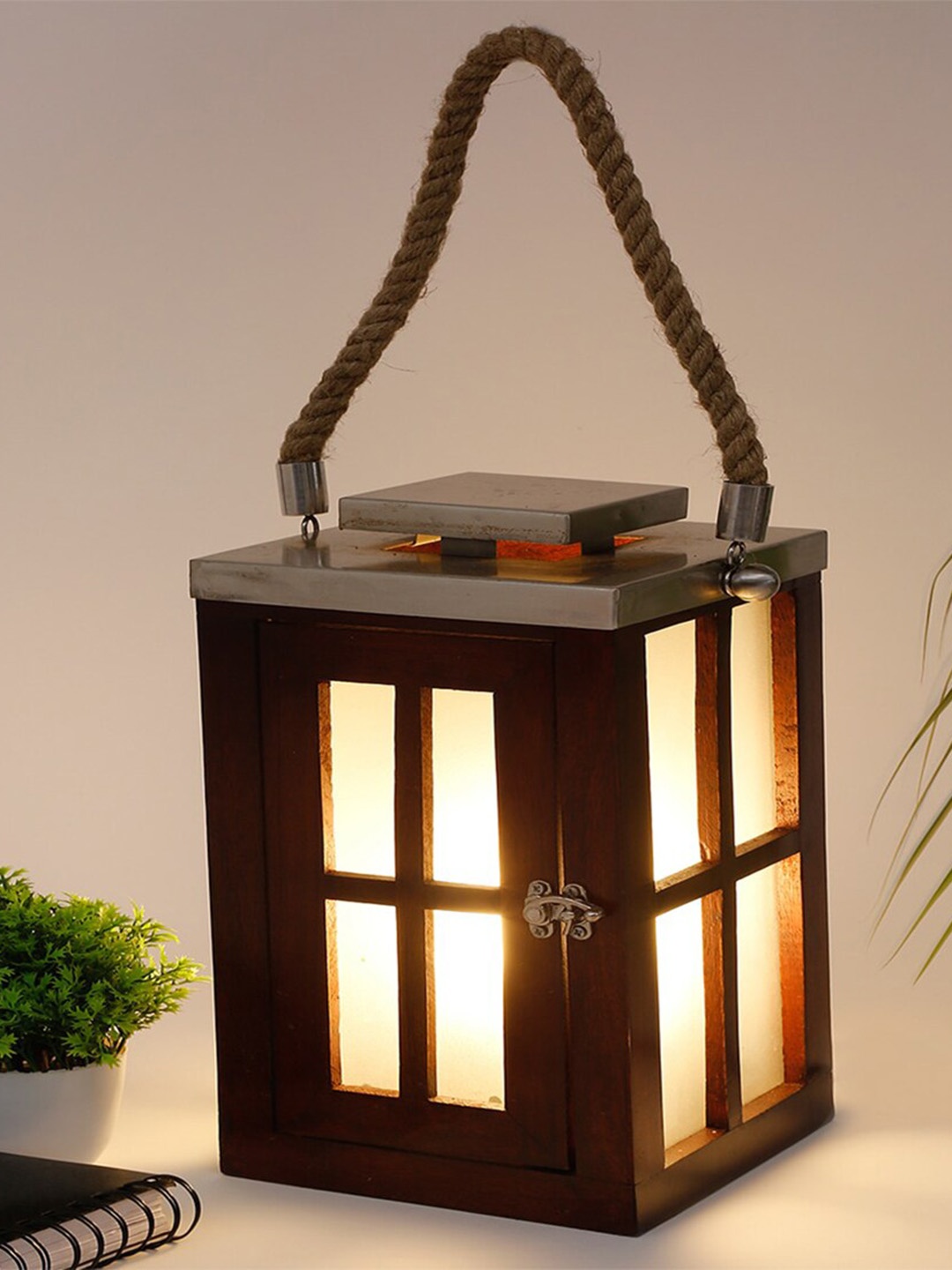 

Fabindia Avisa Brown Wooden Lantern Floor Lamp