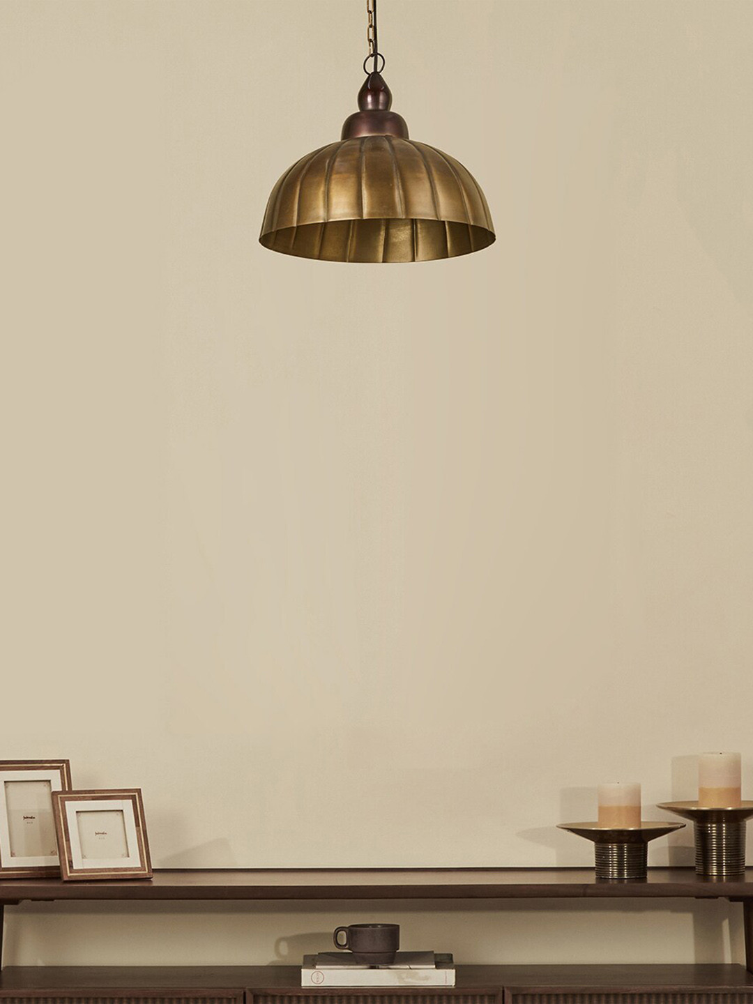 

Fabindia Dhaani Brown Textured Antique Brass Pendant Ceiling Lamp