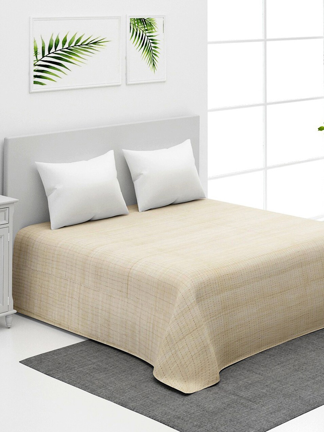 

Fabindia Alba Beige Gudri Embroidered Cotton Double King Bed Cover