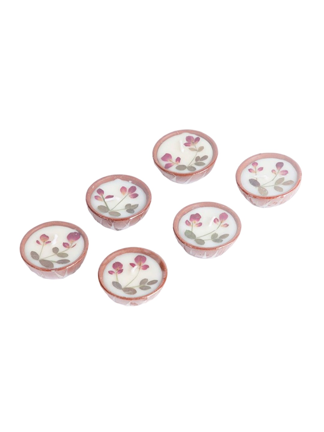 

Fabindia Azaan White & Pink 6 Pc Floral T-Lite Candles