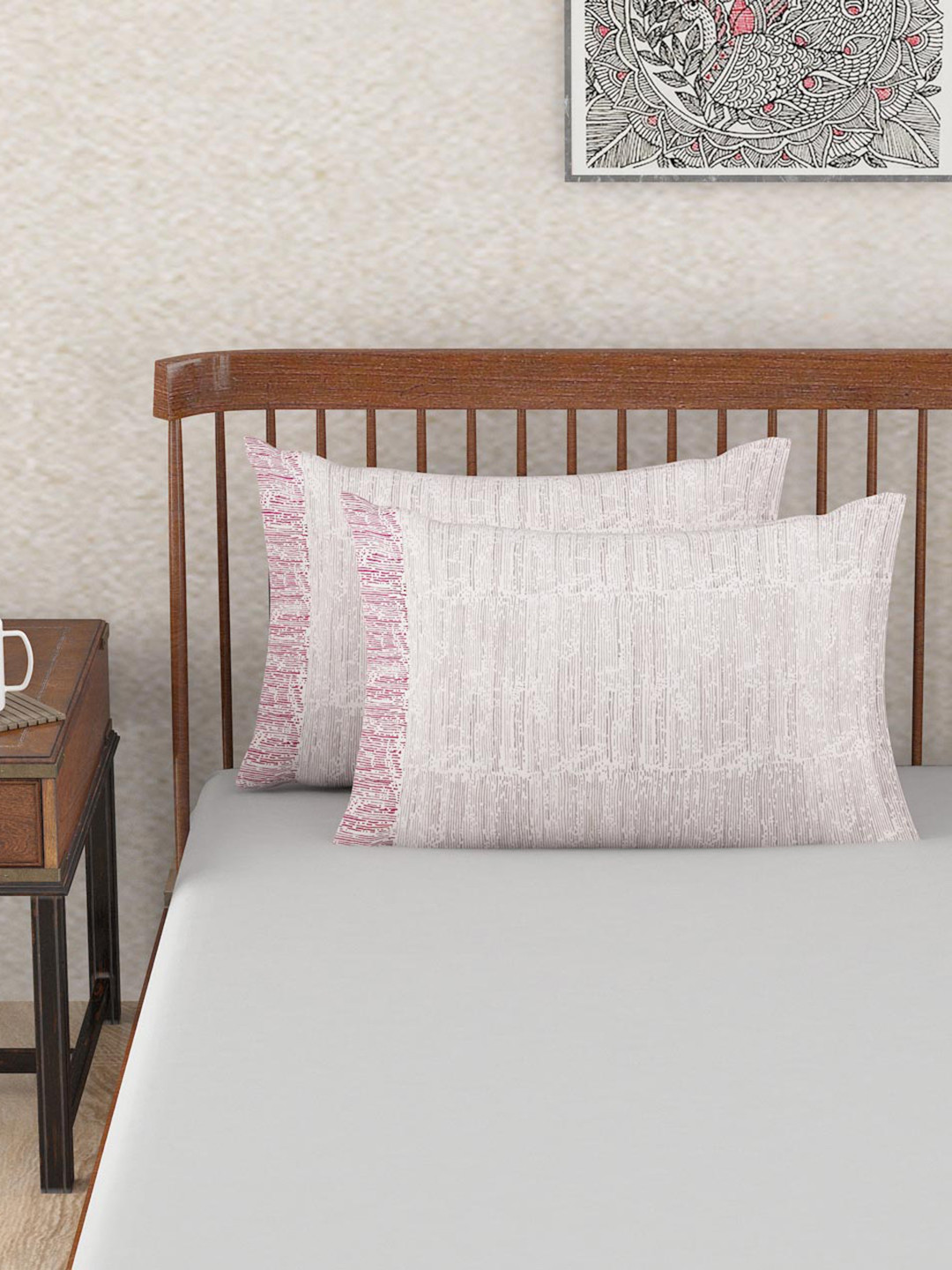 

Fabindia Ameera White & Pink 2 Pcs Abstract Print Cotton Rectangular Pillow Covers