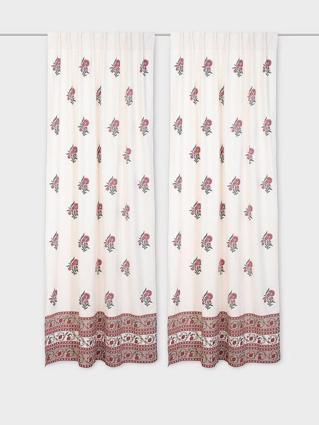 

Fabindia Cream-Coloured & Red Floral Door Curtain