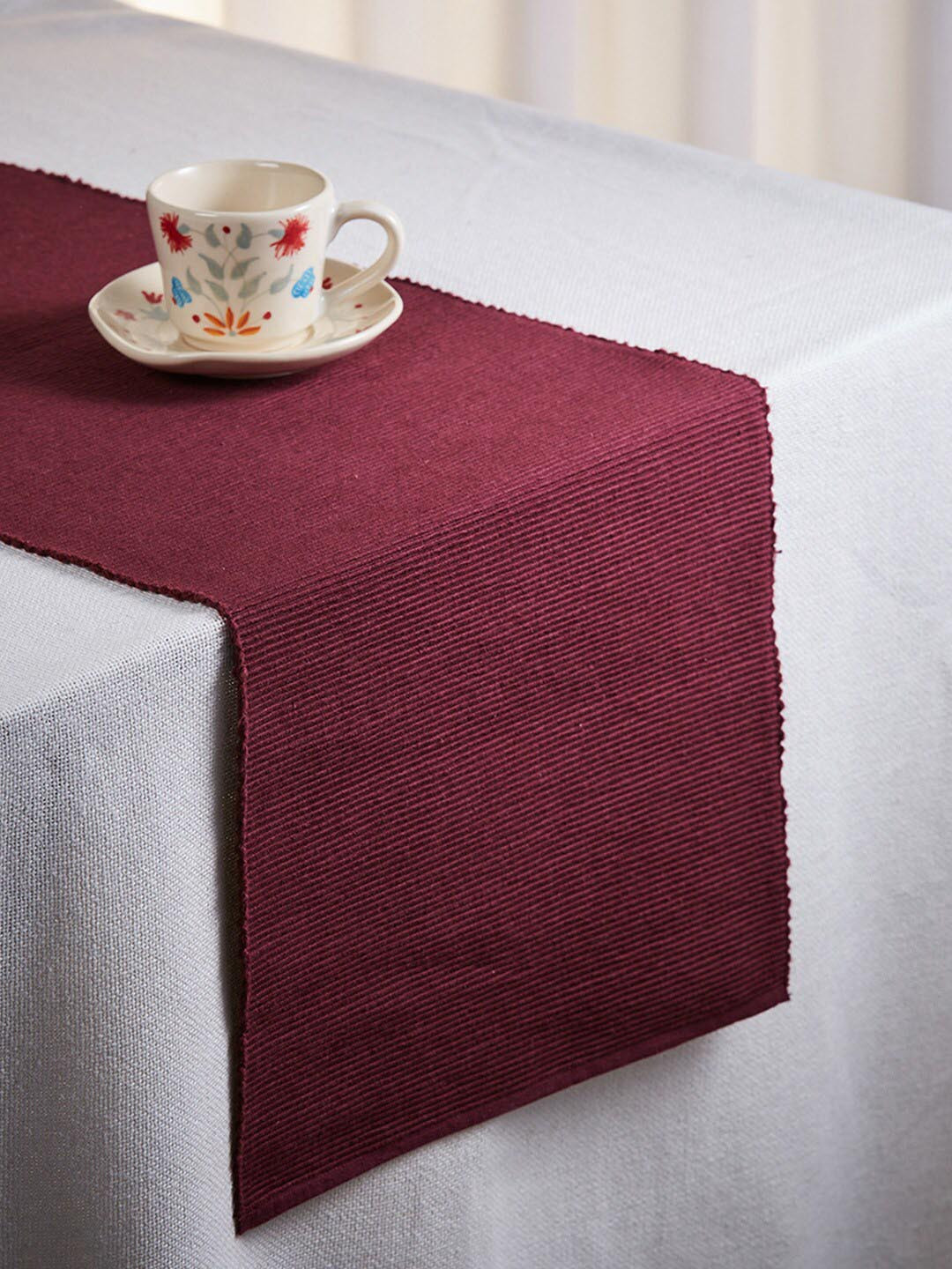 

Fabindia Prithi Maroon Striped Cotton Table Runner