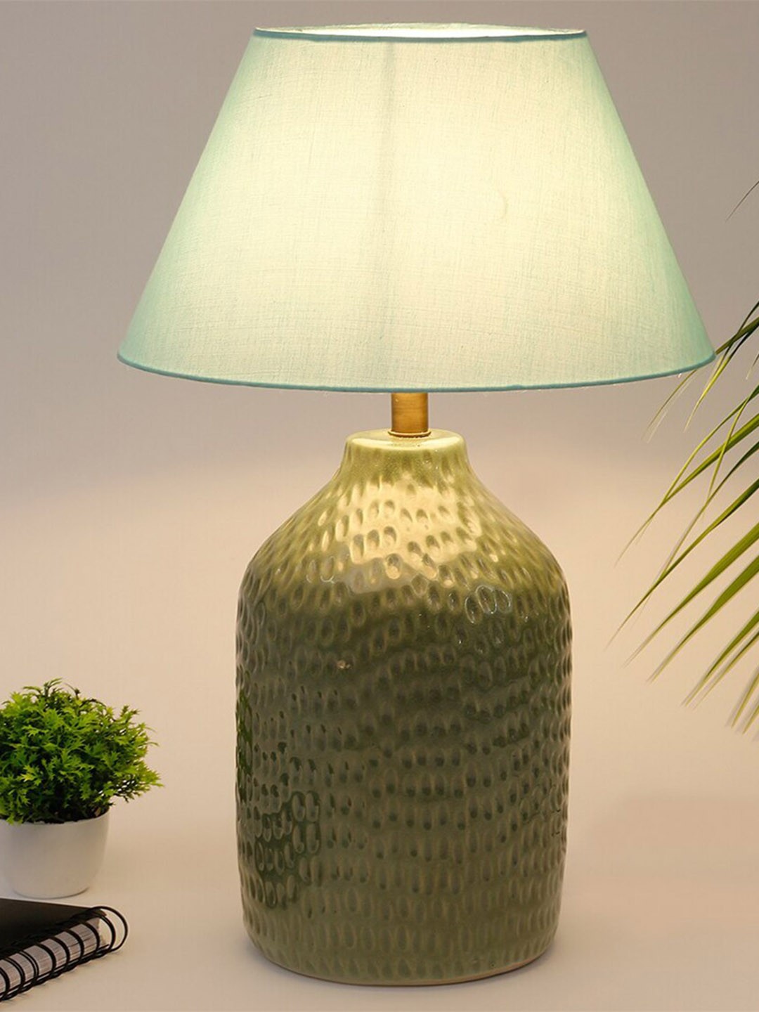 

Fabindia Green Textured Cotton Lampshade