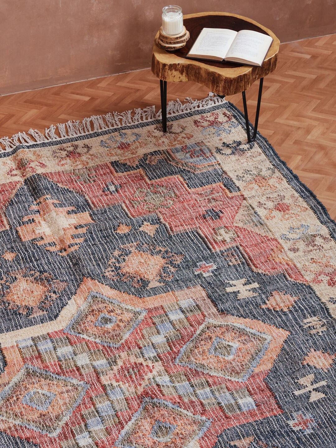 

Fabindia Mehulika Beige & Green Woven Design Dhurrie
