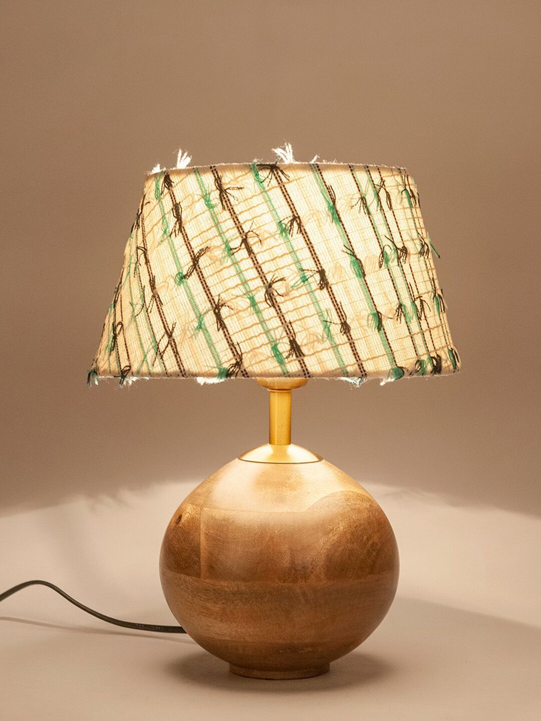 

Fabindia Amala Brown & White Self Design Wooden & Metal Table Lamp