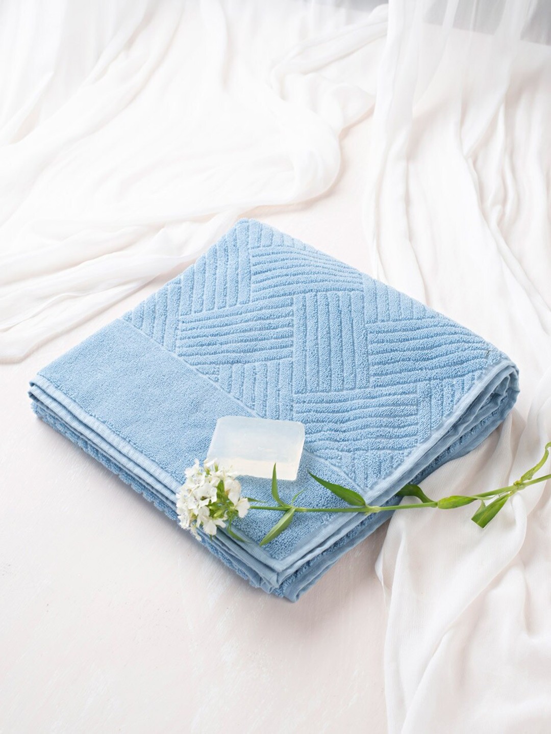 

Fabindia Palash Blue Cotton Pile Face Towel