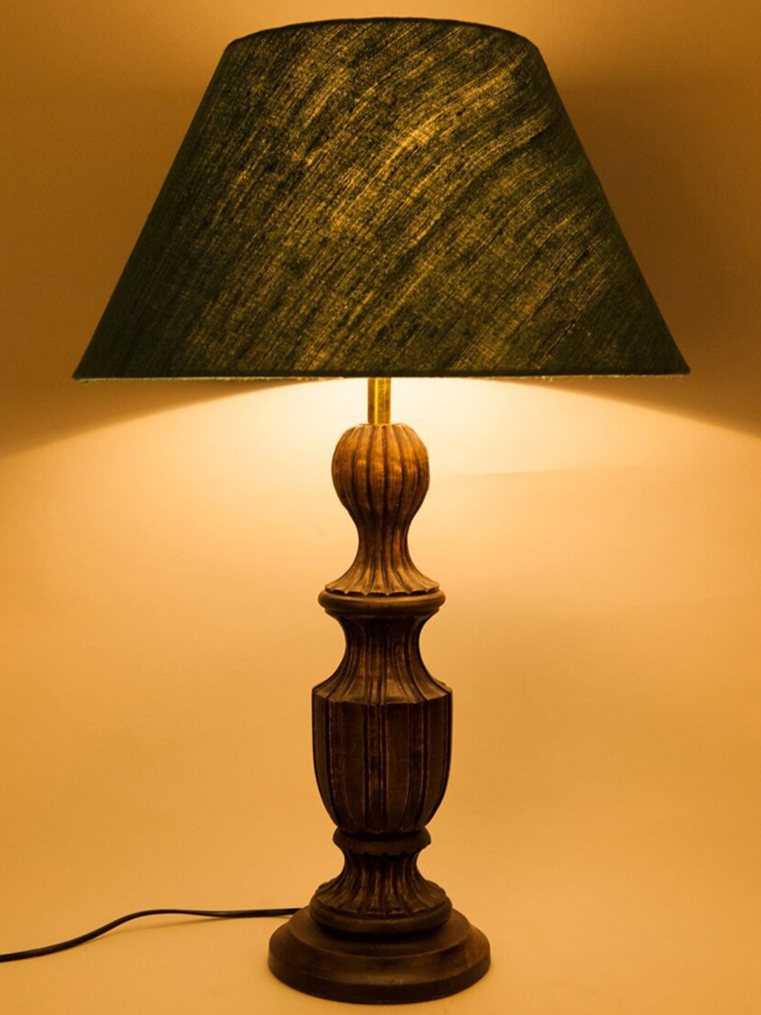 

Fabindia Green Textured Basic Silk Table Lamp Shade