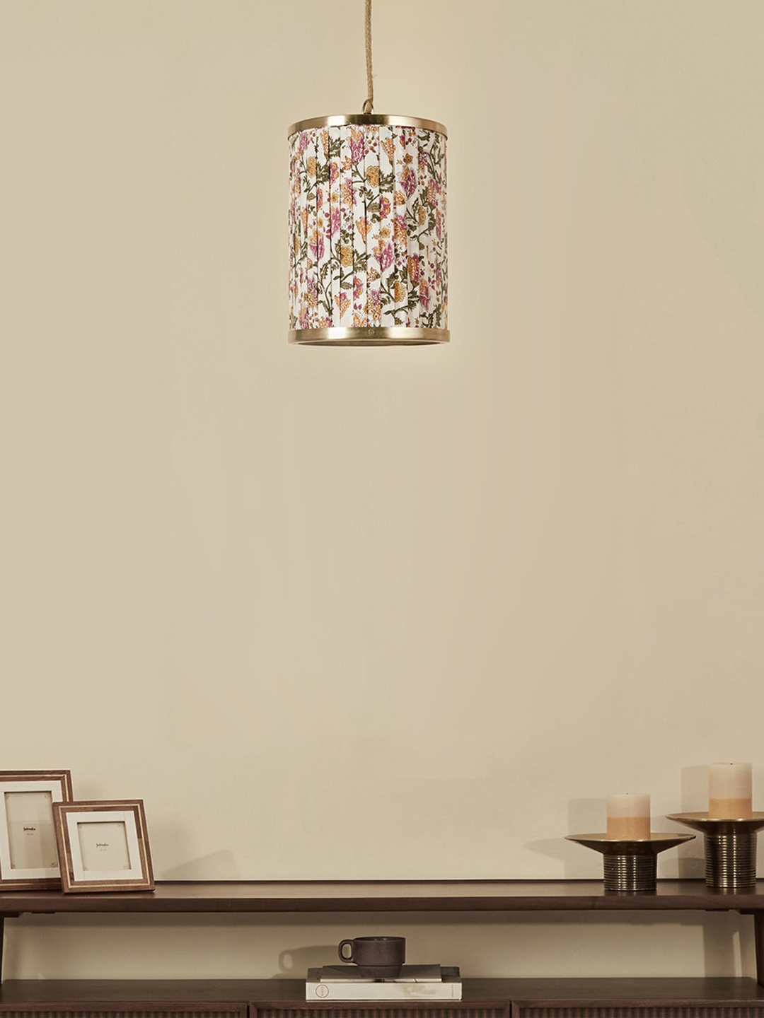

Fabindia Advika White & Pink Floral Printed Pendant Lamp