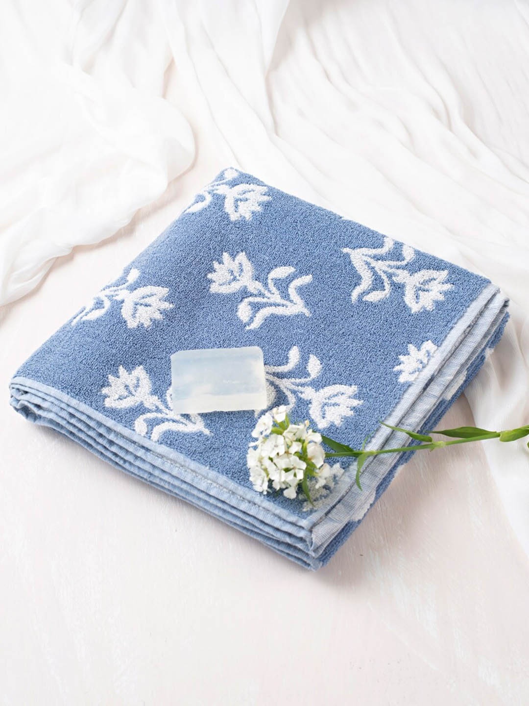 

Fabindia Printed 125 GSM Cotton Pile Hand Towel, Blue