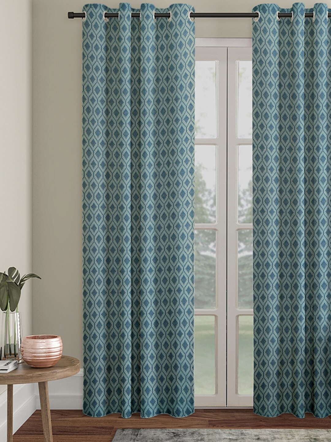 

Fabindia Teal Room Darkening Door Curtain