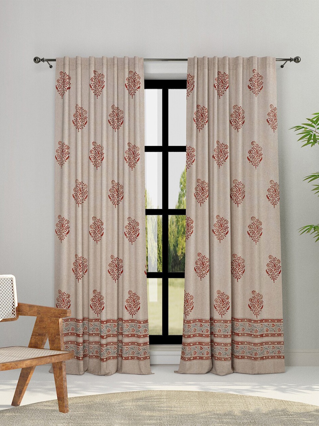 

Fabindia Artha Red & Brown Ethnic Motifs Cotton Door Curtain