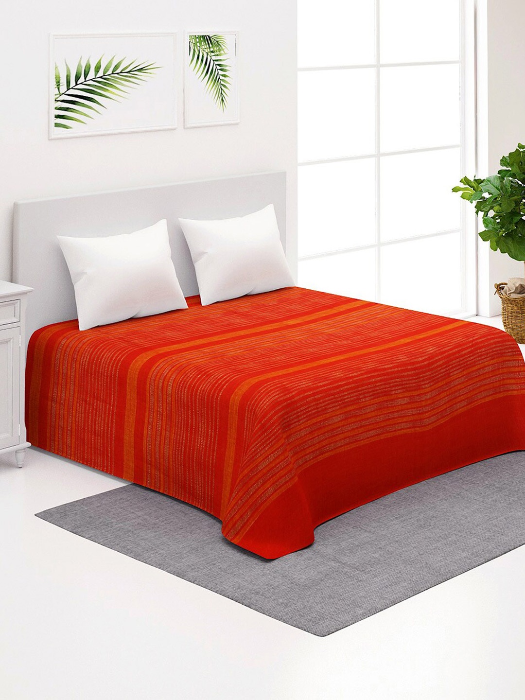 

Fabindia Fanik Rust-Red Woven Design 120 TC Cotton Single Bed Cover