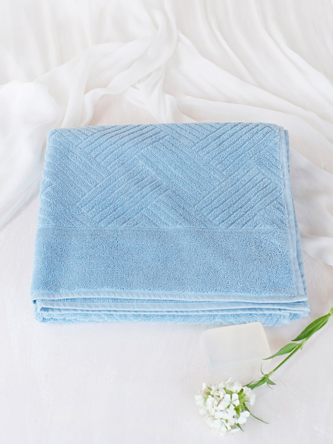 

Fabindia Palash 125 GSM Cotton Pile Hand Towel, Blue