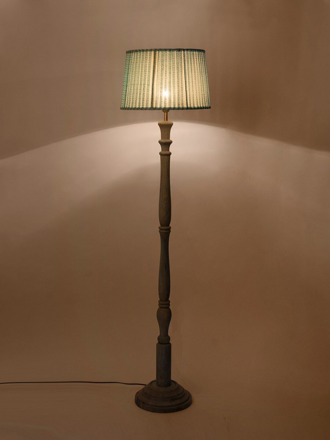 

Fabindia Rachit Grey Frustum Shaped Wooden Lamp Without Shade