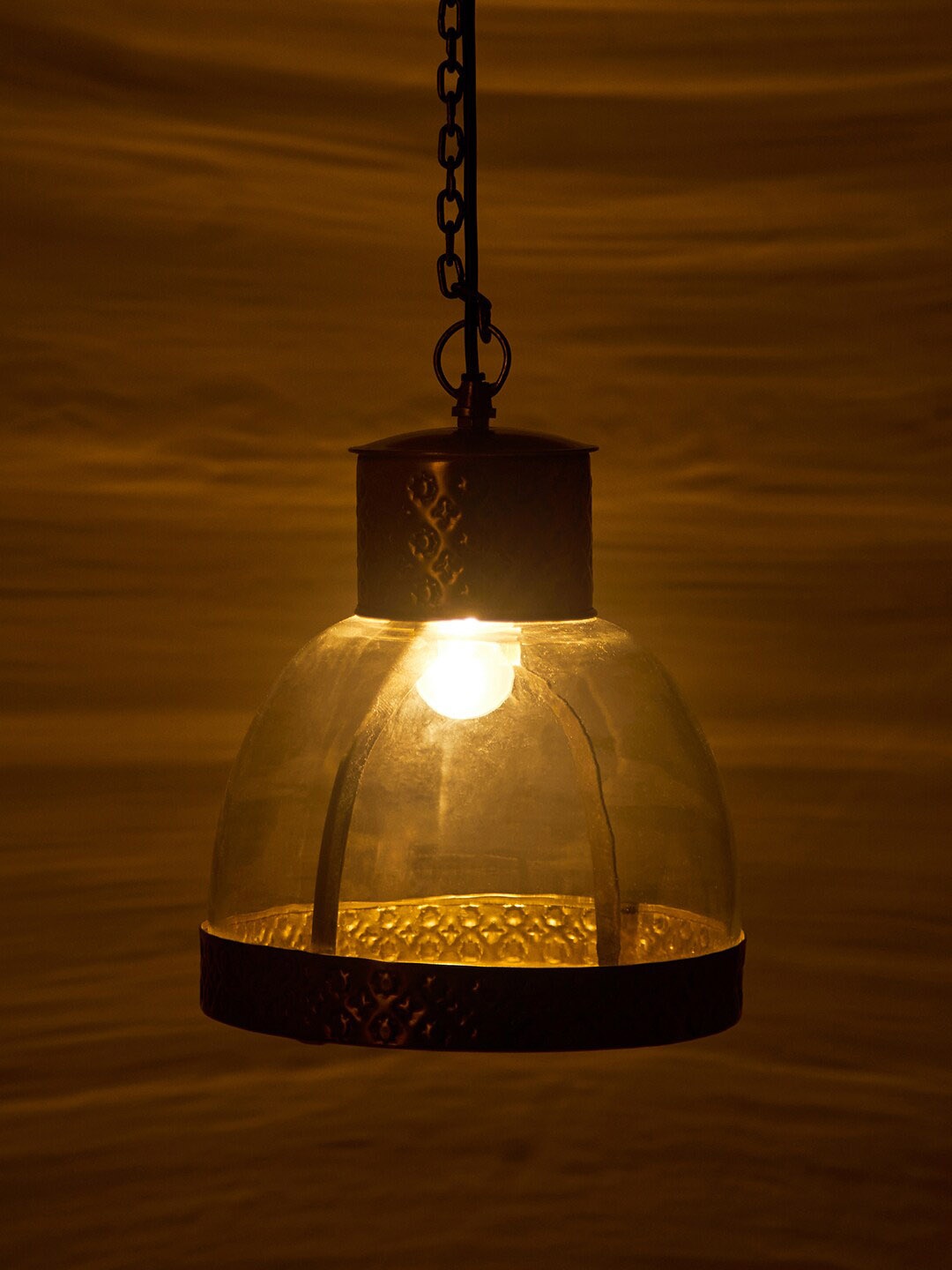 

Fabindia Neer Textured Metal Pendant Style Ceiling Lamp, Gold