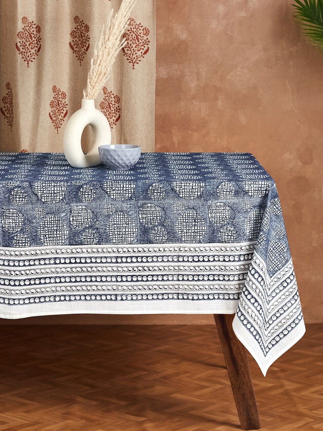 

Fabindia Mosaic Blue & White Printed 4-Seater Cotton Table Cover
