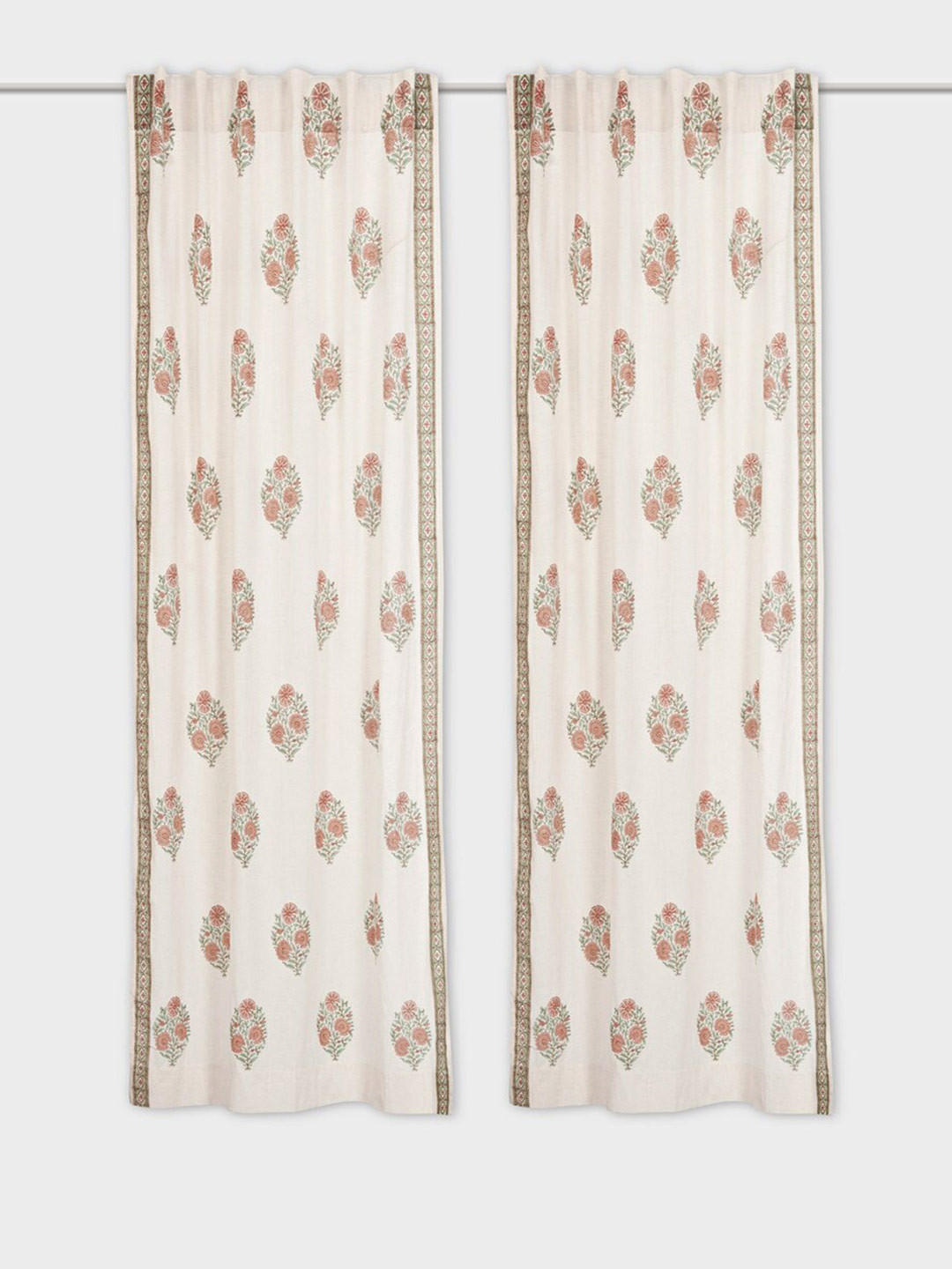 

Fabindia Faiza Beige & Green Ethnic Motifs Cotton Door Curtain