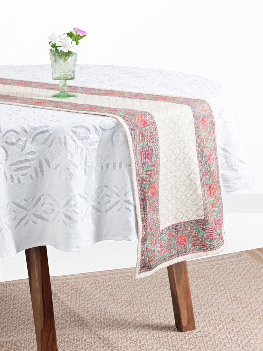 

Fabindia Taksh Green & Pink Printed Pure Cotton Table Runner