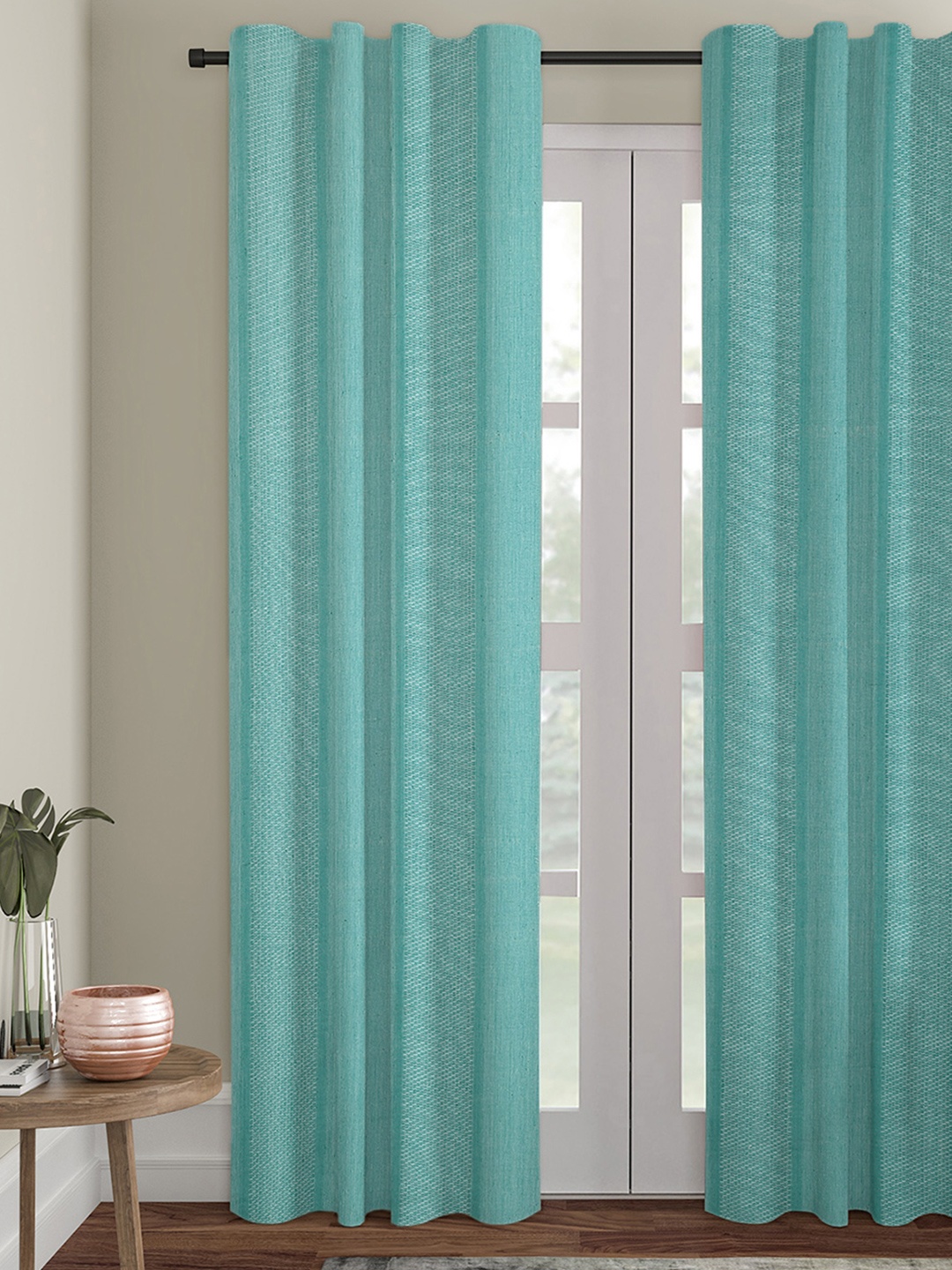 

Fabindia Anandi Teal Room Darkening Door Curtain