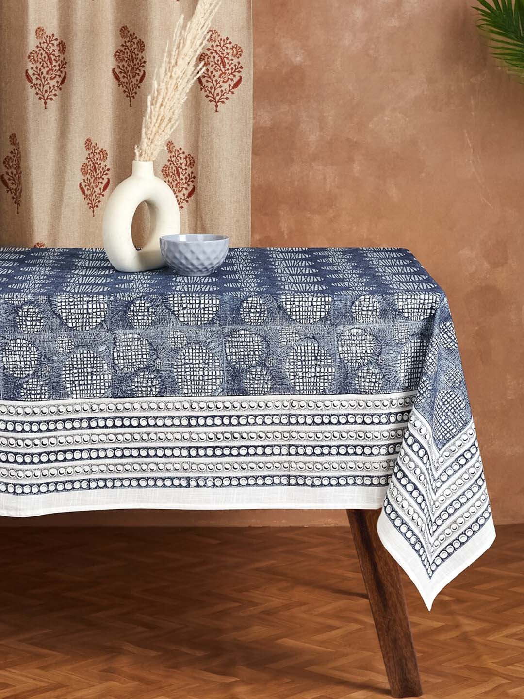 

Fabindia Mosaic Blue & White Printed Cotton 6 Seater Table Cover