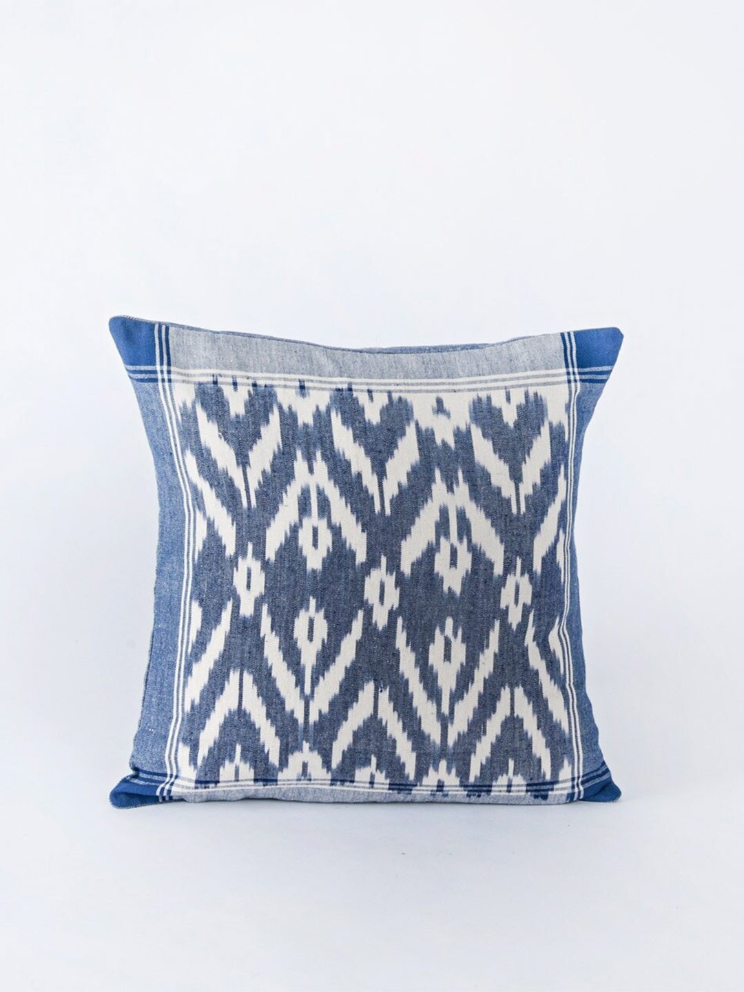 

Fabindia Pazir Off White & Blue Abstract Printed Cotton Rectangle Cushion Cover