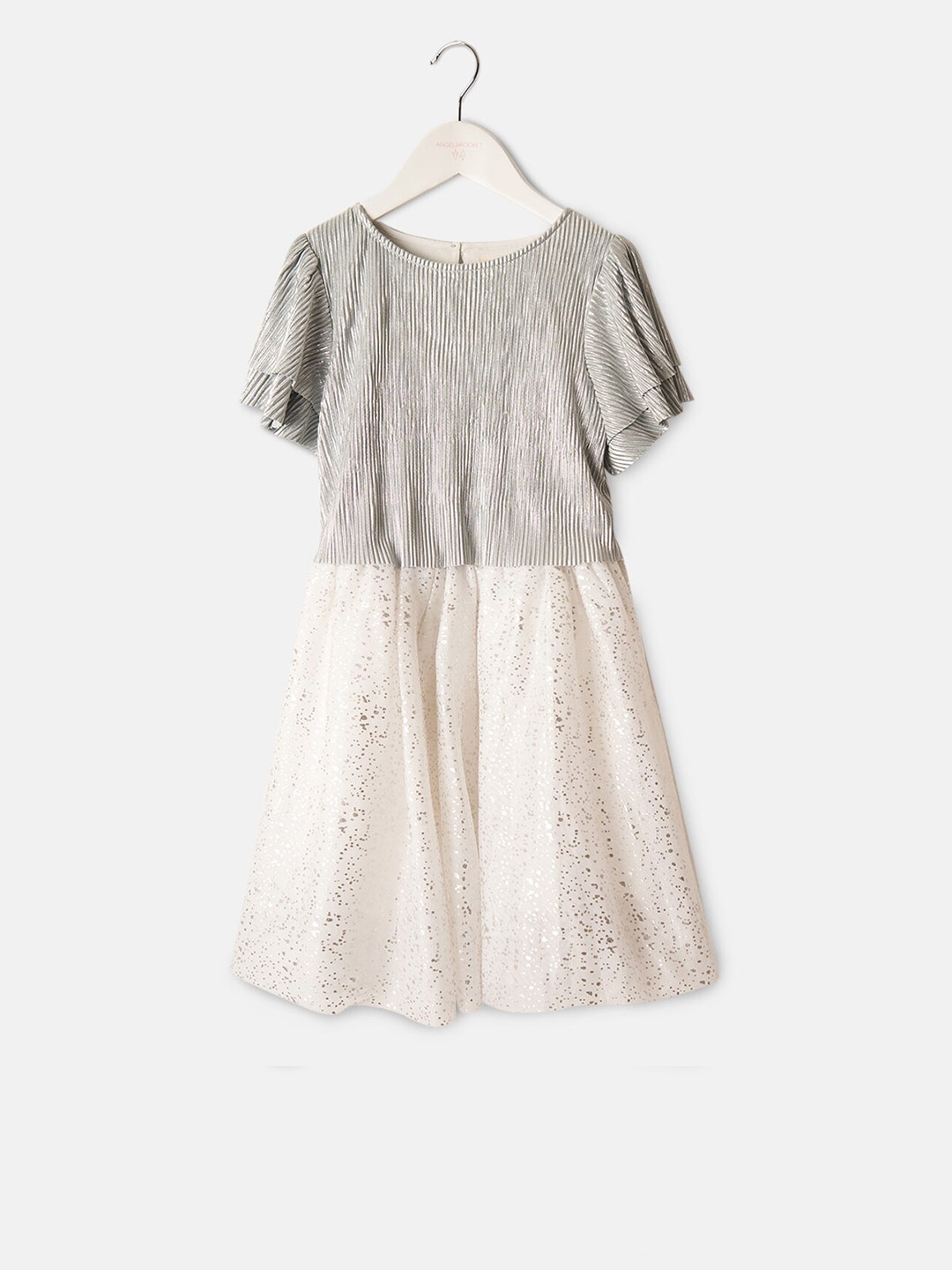 

Angel & Rocket Embellished Flared Sleeves Fit & Flare Dress, Silver