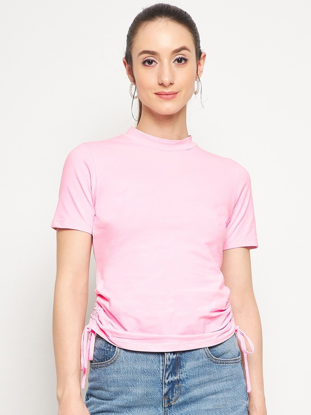 

Madame High Neck Cotton Top, Pink