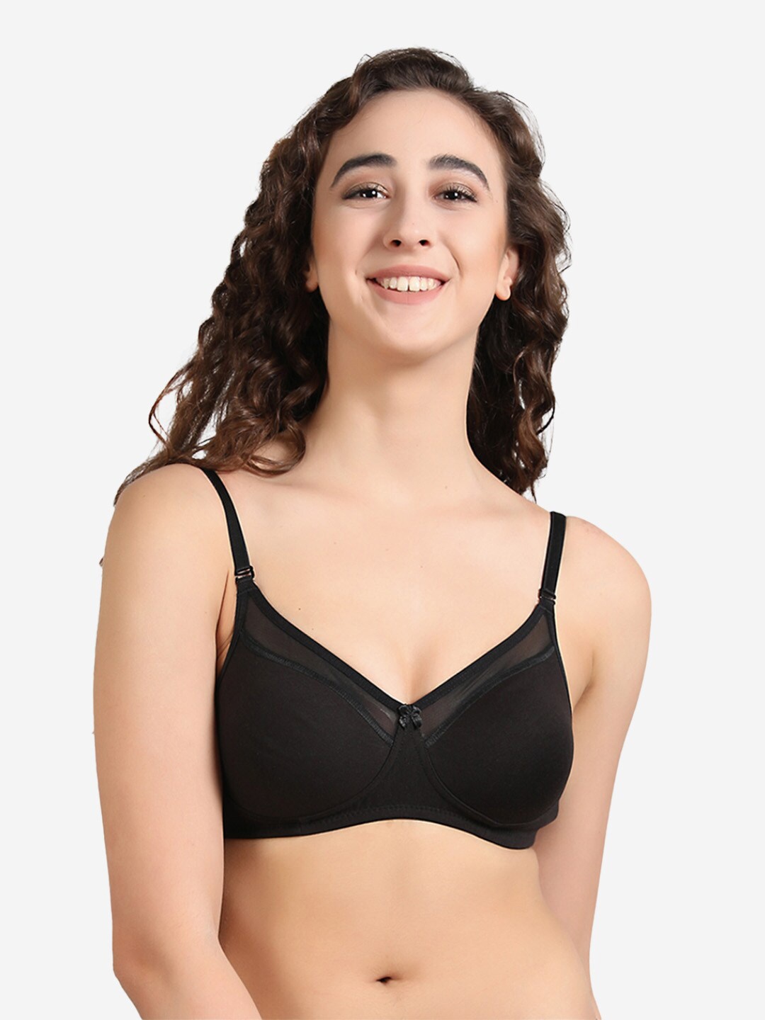 

GROVERSONS Paris Beauty Non-Wired Non-Padded Full Coverage Cotton Double Layered Bra, Black