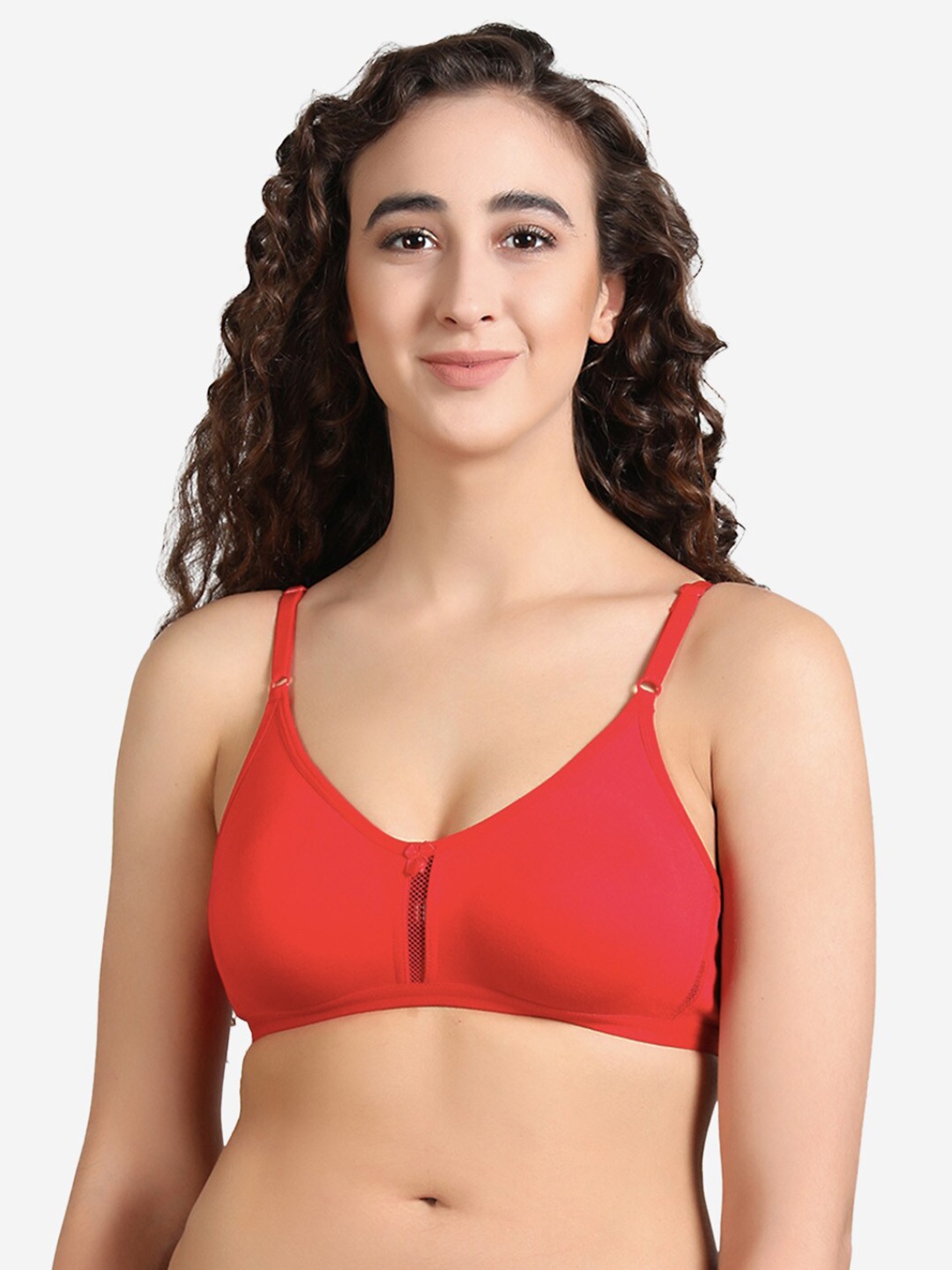 

Groversons Paris Beauty Non-Wired Non-Padded Full Coverage Cotton Double Layered Bra, Red