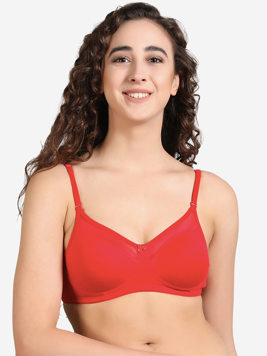 

Groversons Paris Beauty Non-Wired Non-Padded Full Coverage Cotton Double Layered Bra, Red