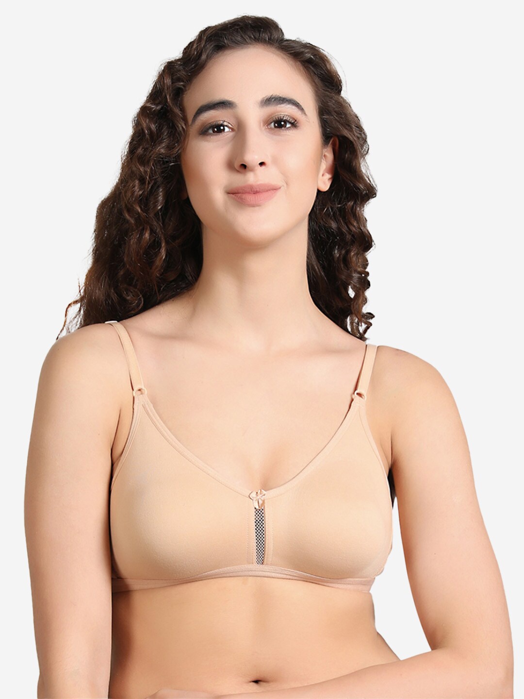 

Groversons Paris Beauty Non-Wired Non-Padded Full Coverage Cotton Double Layered Bra, Nude