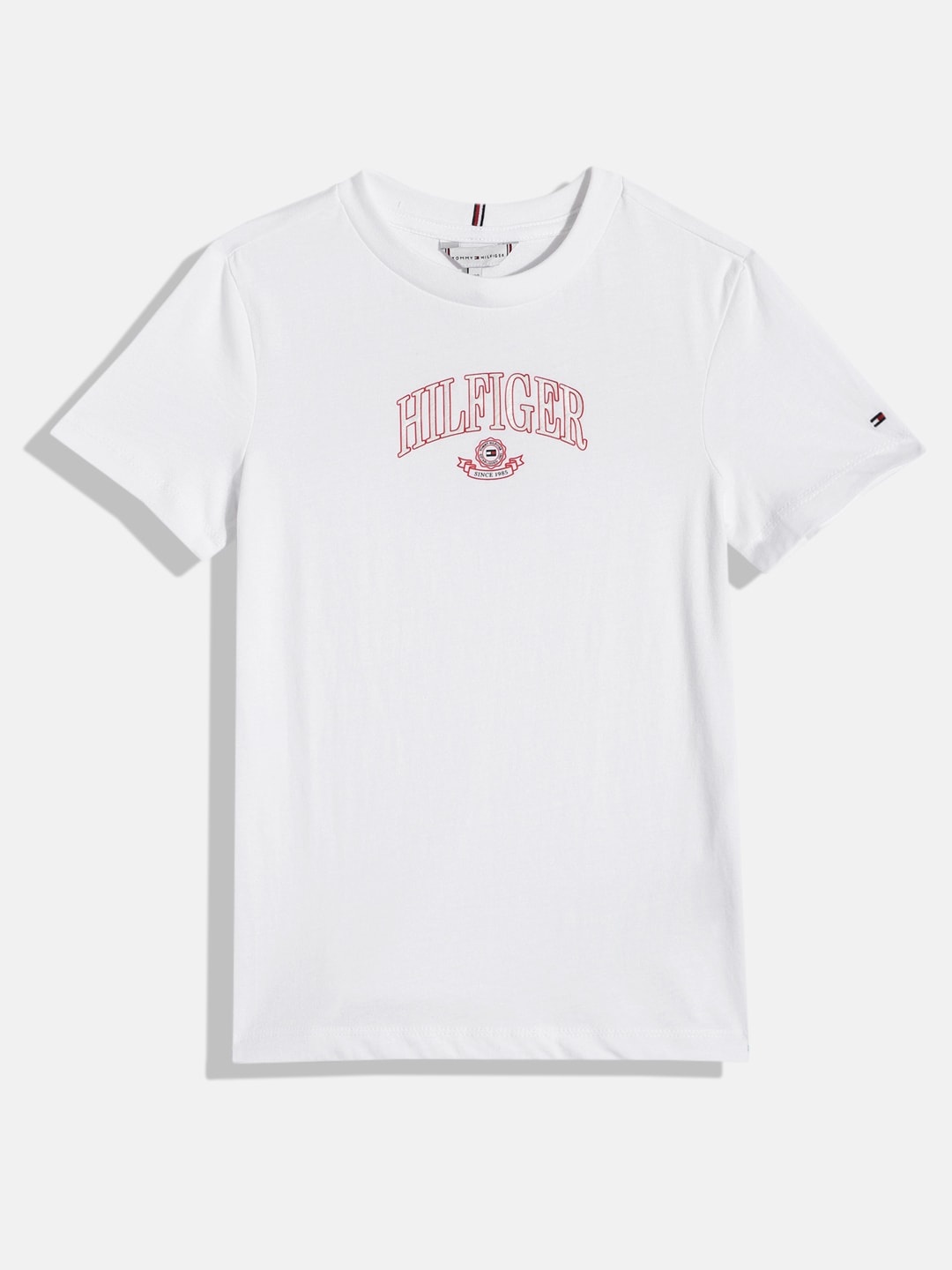 

Tommy Hilfiger Girls Brand Logo Back & Front Print Organic Cotton T-shirt, White