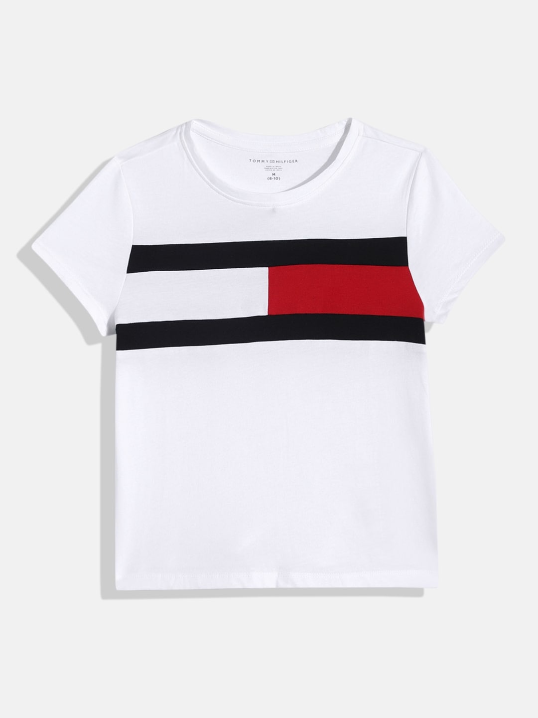 

Tommy Hilfiger Girls Colourblocked Pure Cotton T-shirt, White