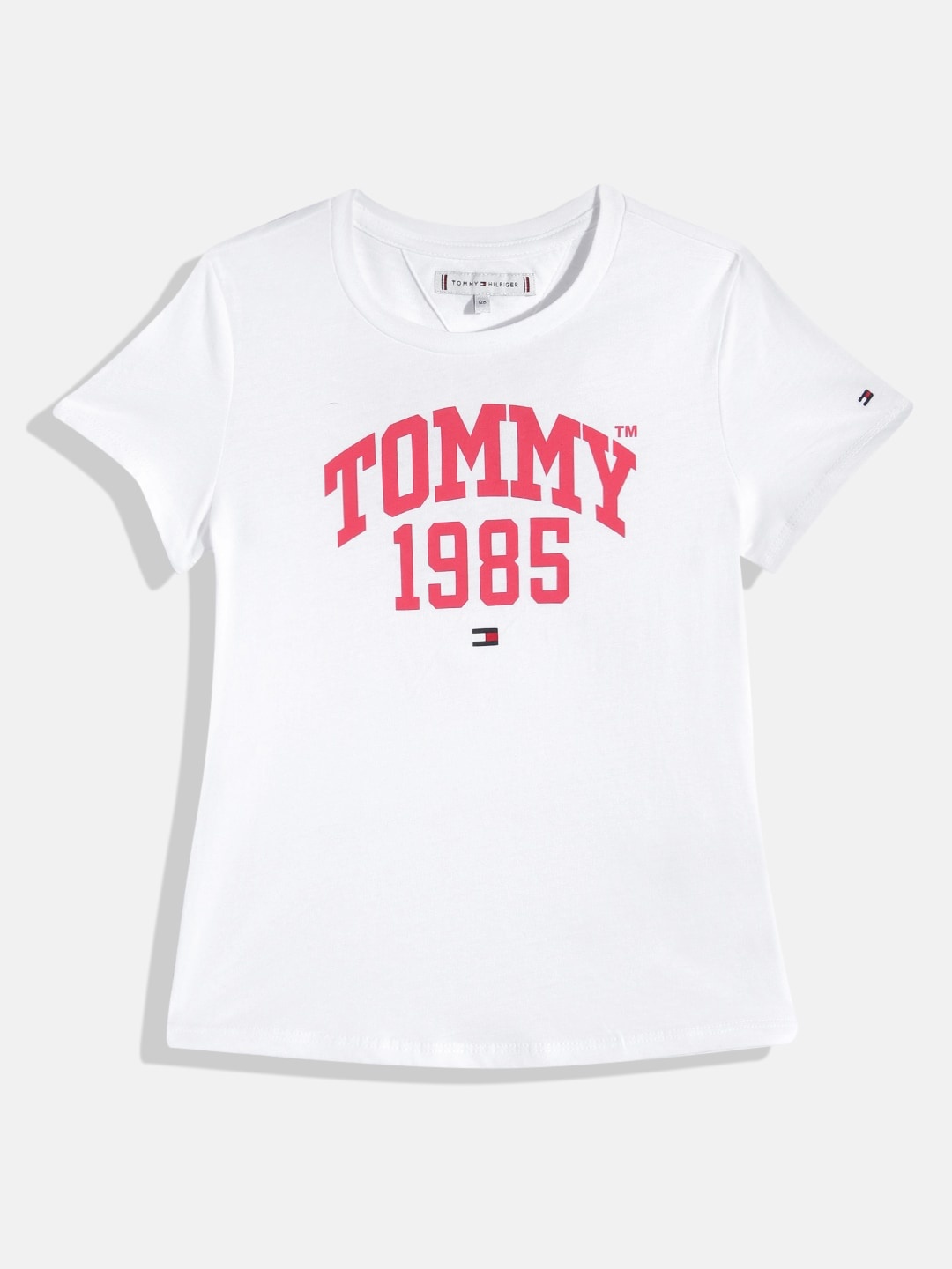 

Tommy Hilfiger Girls Brand Logo Printed Pure Cotton T-shirt, White