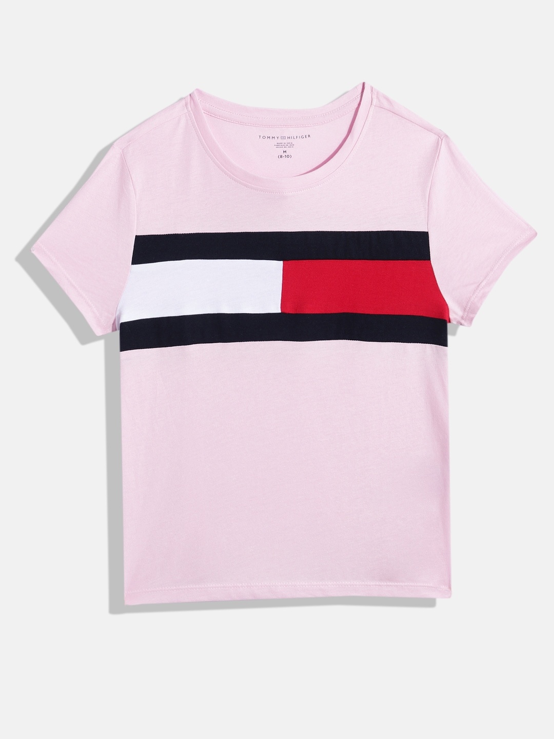 

Tommy Hilfiger Girls Colourblocked Pure Cotton T-shirt, Pink