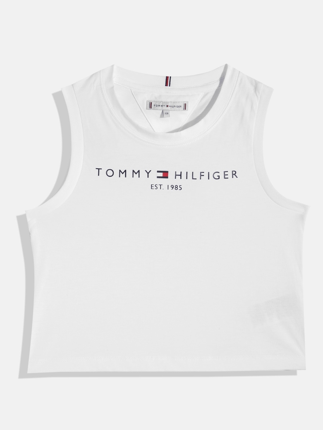 

Tommy Hilfiger Girls Brand Logo Printed Pure Cotton T-shirt, White