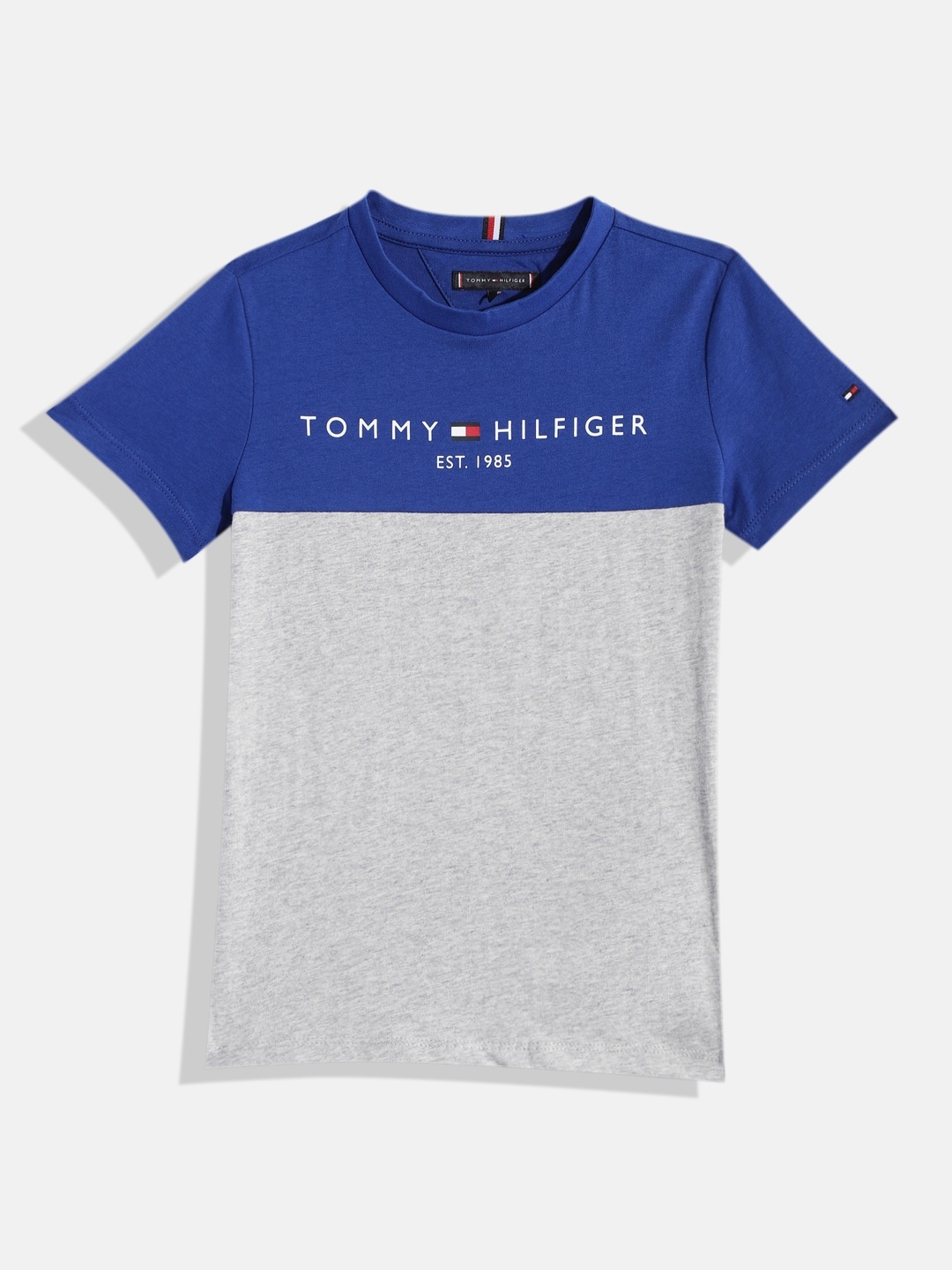 

Tommy Hilfiger Boys Colourblocked Pure Cotton T-shirt, Blue