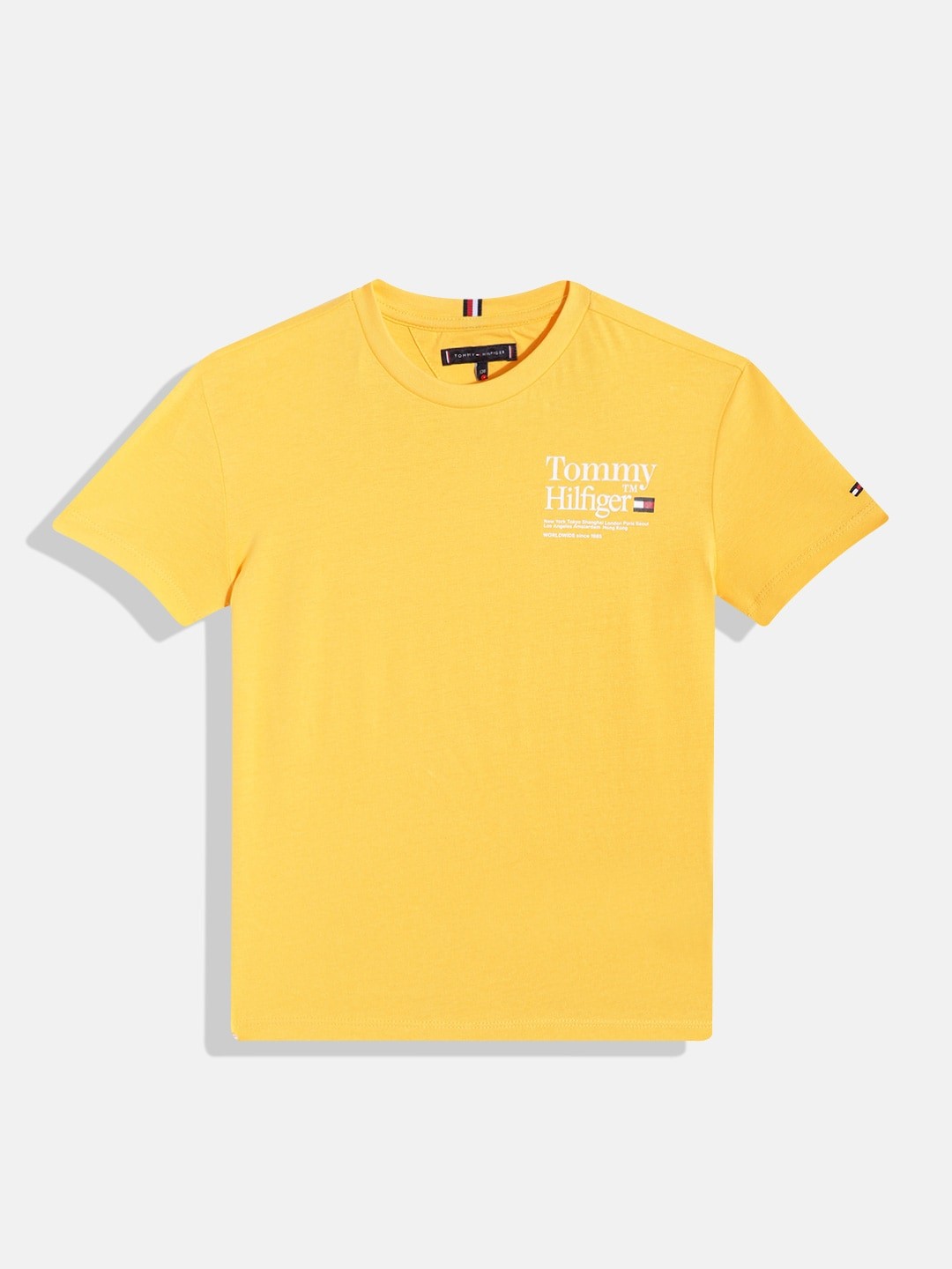 

Tommy Hilfiger Boys Pure Cotton Brand Logo Detail T-shirt, Yellow