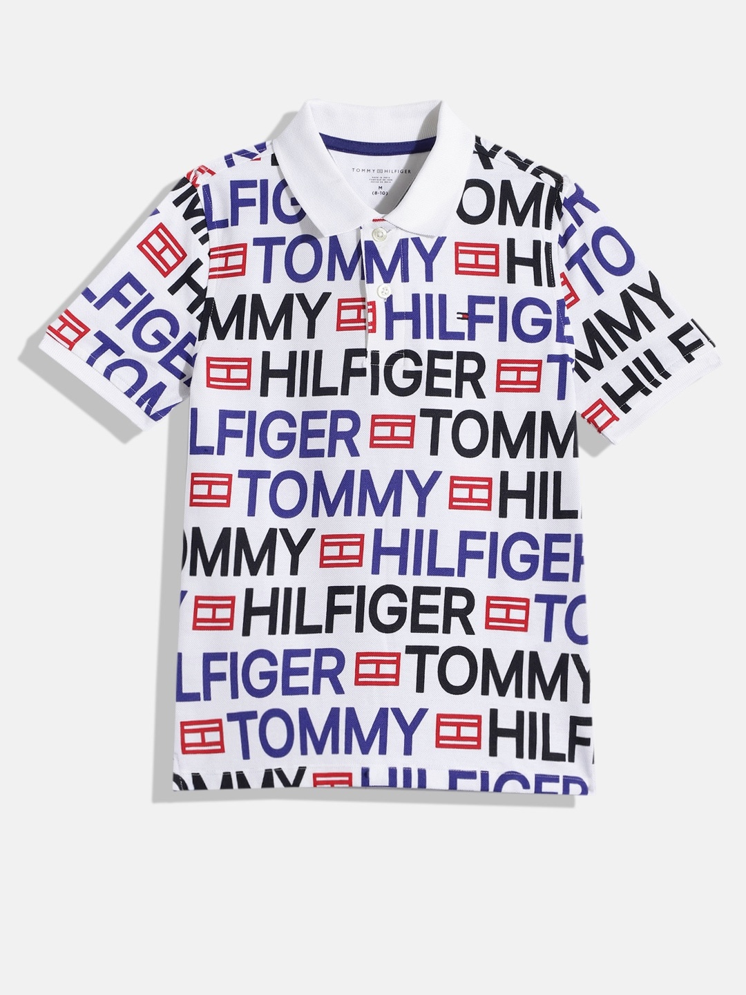 

Tommy Hilfiger Boys Brand Logo Print Polo Collar Pure Cotton T-shirt, White