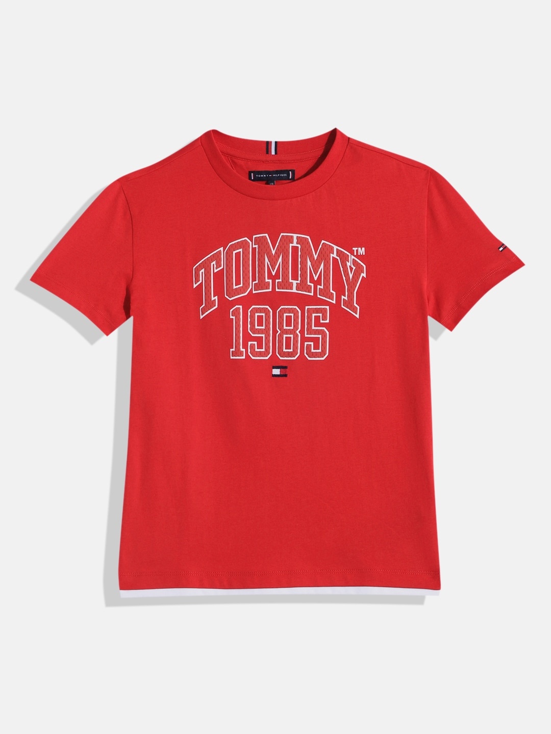 

Tommy Hilfiger Boys Brand Logo Printed Pure Cotton T-shirt, Red