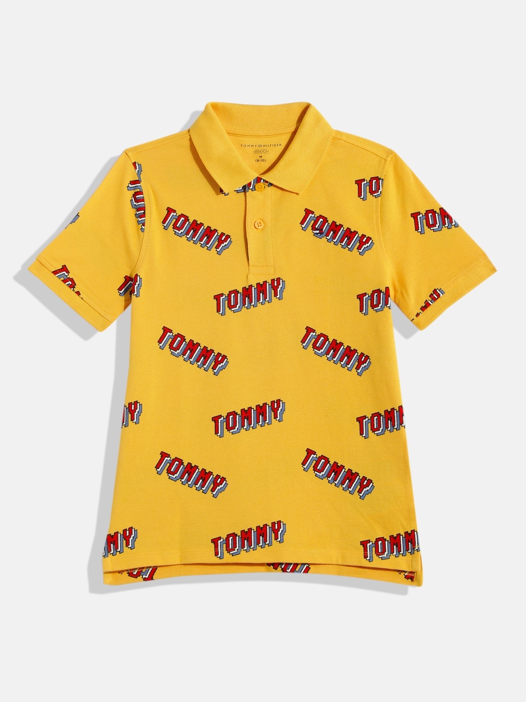 

Tommy Hilfiger Boys Brand Logo Print Polo Collar Pure Cotton T-shirt, Yellow