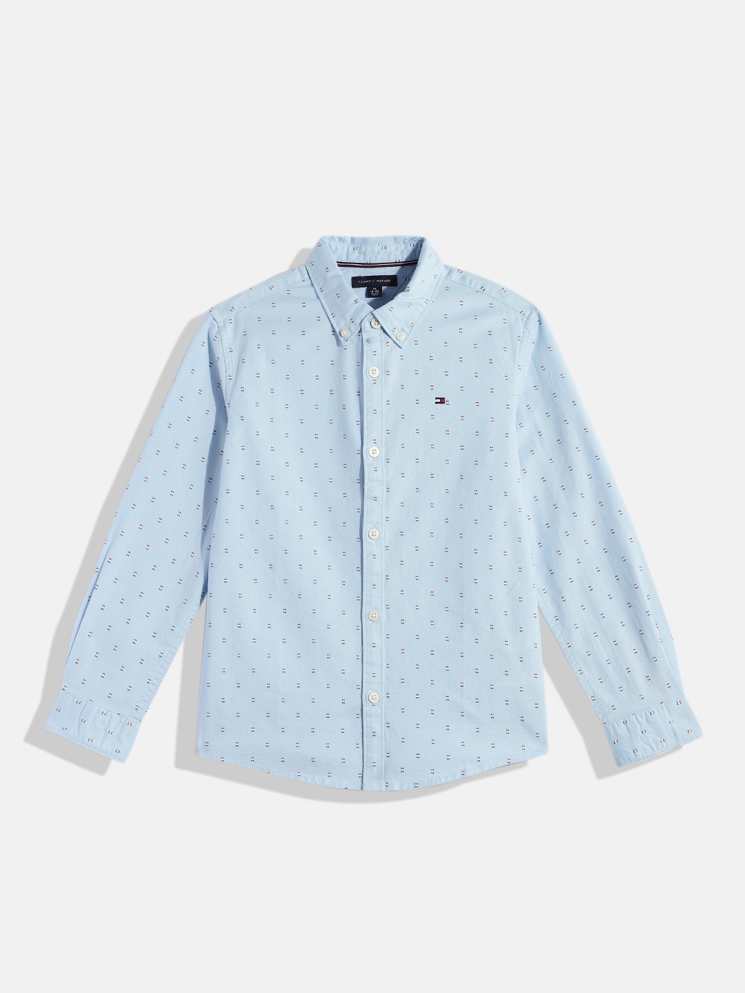 

Tommy Hilfiger Boys Geometric Printed Oxford Dobby Casual Shirt, Blue