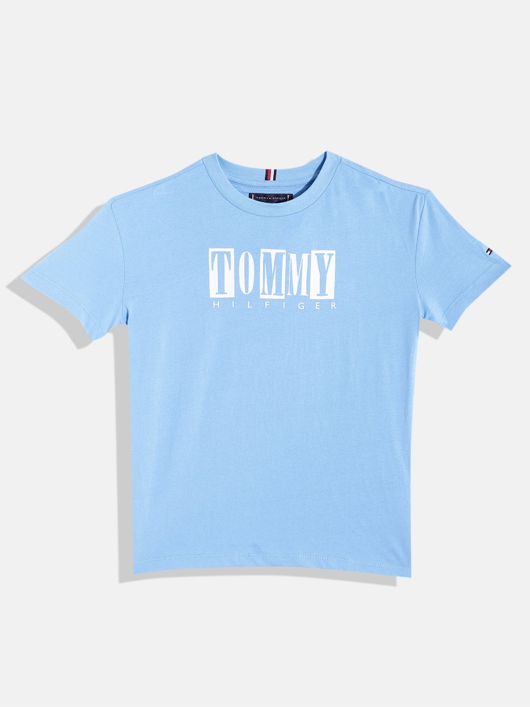 

Tommy Hilfiger Boys Pure Cotton Brand Logo Printed T-shirt, Blue