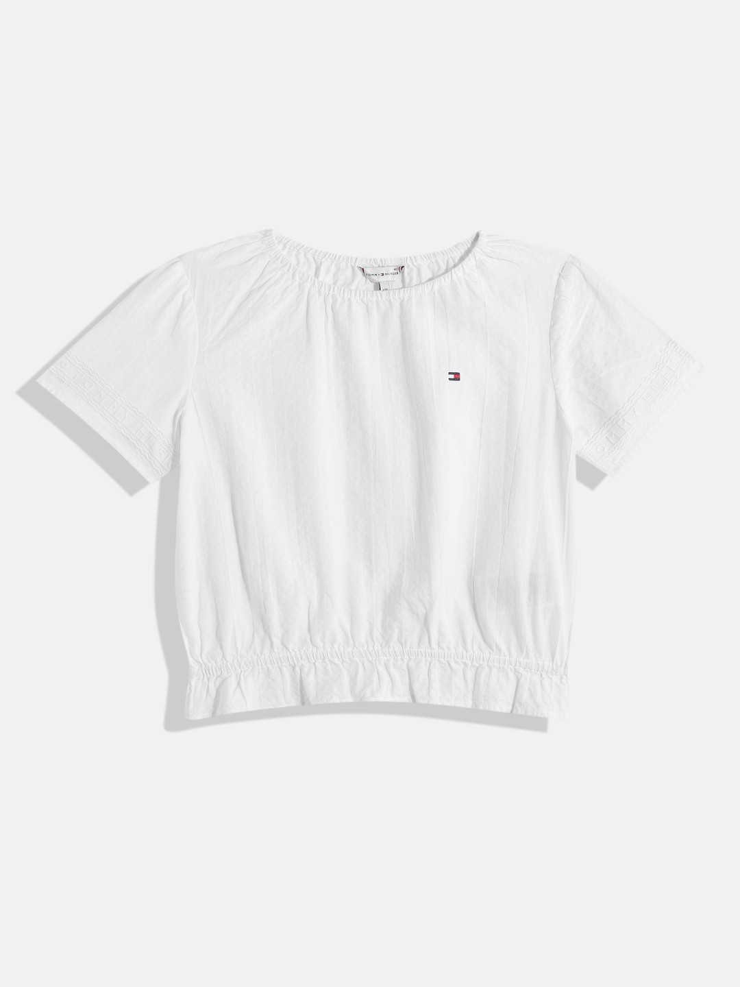 

Tommy Hilfiger Girls Solid Peplum Top, White