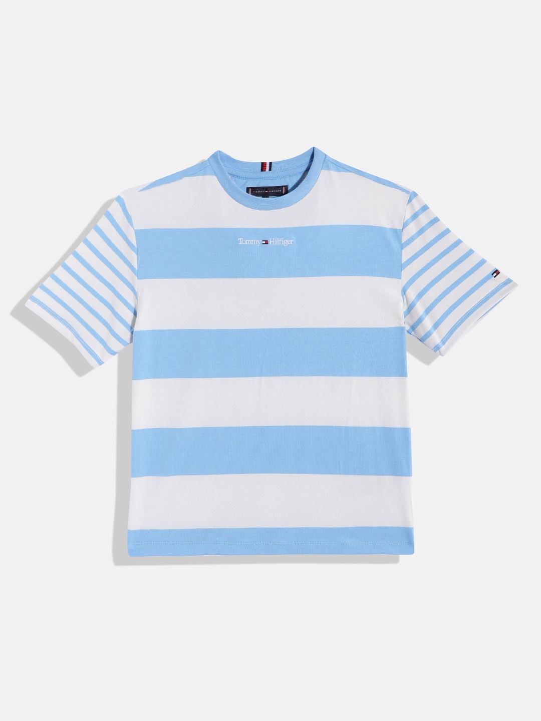 

Tommy Hilfiger Boys Pure Cotton Striped T-shirt, Blue