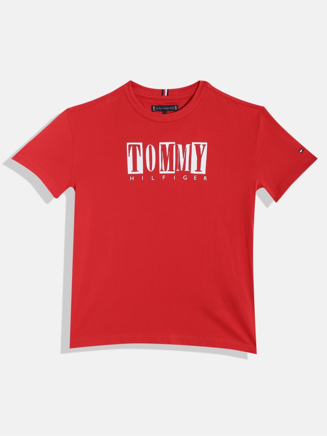 

Tommy Hilfiger Boys Pure Cotton Brand Logo Printed T-shirt, Red