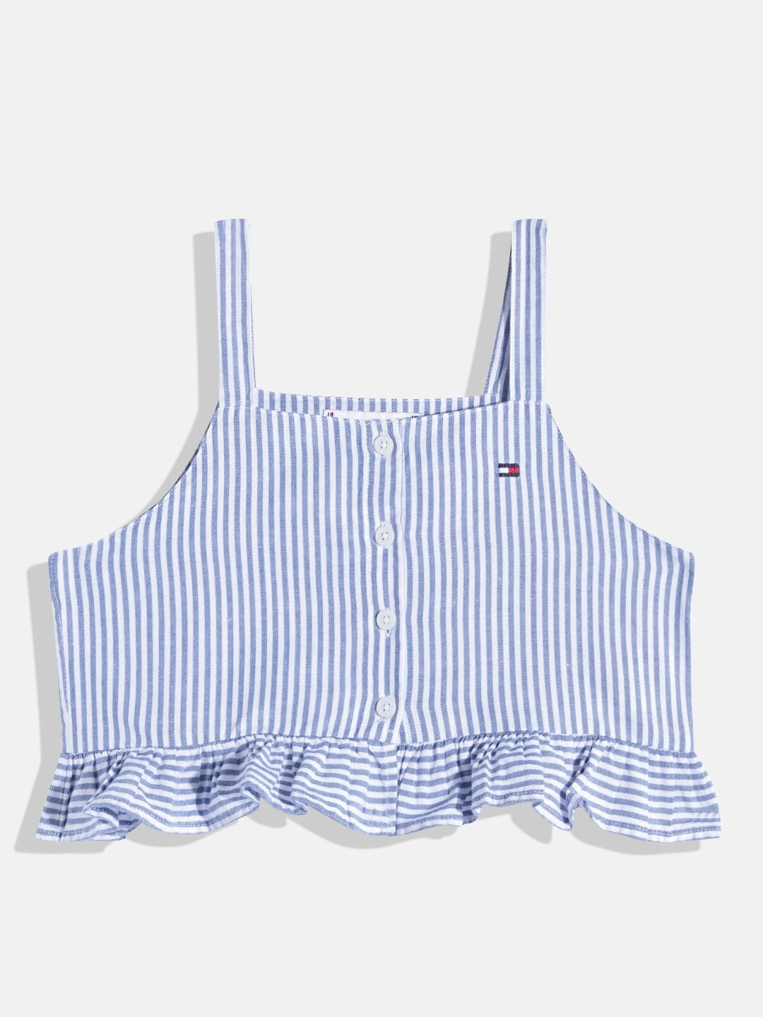 

Tommy Hilfiger Girls Striped Top with Ruffle Detail, Blue
